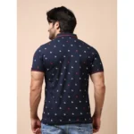 Generic Men's Casual Cotton Printed Polo Neck Half Sleeve T-Shirt (Navy) - Image 2