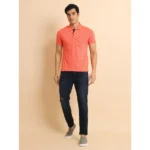 Generic Men's Casual Cotton Printed Polo Neck Half Sleeve T-Shirt (Orange) - Image 7