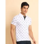 Generic Men's Casual Cotton Printed Polo Neck Half Sleeve T-Shirt (White) - Image 3