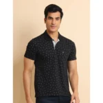Generic Men's Casual Cotton Printed Polo Neck Half Sleeve T-Shirt (Black) - Image 3
