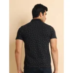 Generic Men's Casual Cotton Printed Polo Neck Half Sleeve T-Shirt (Black) - Image 2