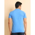 Generic Men's Casual Cotton Printed Mandarin Collar Half Sleeve T-Shirt (LightBlue) - Image 2