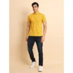 Generic Men's Casual Cotton Printed Polo Neck Half Sleeve T-Shirt (Mustard) - Image 7