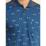 Generic Men's Casual Cotton Printed Polo Neck Half Sleeve T-Shirt (Blue) - Image 6