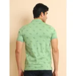 Generic Men's Casual Cotton Printed Polo Neck Half Sleeve T-Shirt (Light Green) - Image 2