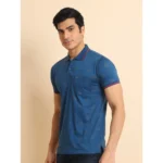 Generic Men's Casual Cotton Printed Polo Neck Half Sleeve T-Shirt (Blue) - Image 4
