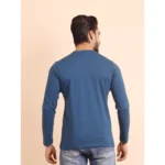 Generic Men's Casual Cotton Solid Round Neck Full Sleeve T-Shirt (Blue) - Image 2