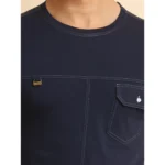 Generic Men's Casual Cotton Solid Round Neck Half Sleeve T-Shirt (Navy) - Image 6