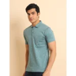 Generic Men's Casual Cotton Printed Polo Neck Half Sleeve T-Shirt (Grey) - Image 4