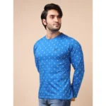 Generic Men's Casual Cotton Printed Round Neck Full Sleeve T-Shirt (Blue) - Image 3