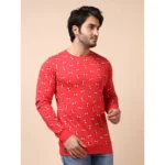 Generic Men's Casual Cotton Printed Round Neck Full Sleeve T-Shirt (Red) - Image 4