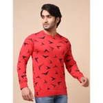 Generic Men's Casual Cotton Printed Round Neck Full Sleeve T-Shirt (Red) - Image 4