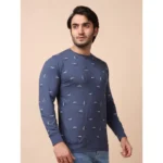 Generic Men's Casual Cotton Printed Round Neck Full Sleeve T-Shirt (Blue) - Image 4