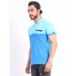 Generic Men's Casual Cotton Printed Polo Neck Half Sleeve T-Shirt (Skyblue) - Image 3