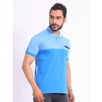 Generic Men's Casual Cotton Printed Polo Neck Half Sleeve T-Shirt (Blue) - Image 4
