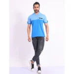 Generic Men's Casual Cotton Printed Polo Neck Half Sleeve T-Shirt (Blue) - Image 7