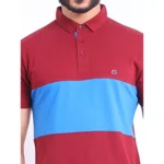 Generic Men's Casual Cotton Printed Polo Neck Half Sleeve T-Shirt (Maroon) - Image 6