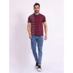 Generic Men's Casual Cotton Printed Polo Neck Half Sleeve T-Shirt (Purple) - Image 7