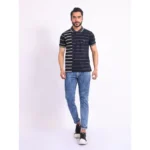 Generic Men's Casual Cotton Printed Polo Neck Half Sleeve T-Shirt (Black) - Image 7