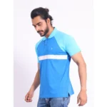 Generic Men's Casual Cotton Printed Polo Neck Half Sleeve T-Shirt (Skyblue) - Image 3