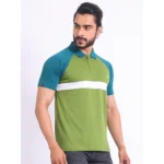 Generic Men's Casual Cotton Printed Polo Neck Half Sleeve T-Shirt (Green) - Image 4