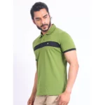 Generic Men's Casual Cotton Printed Polo Neck Half Sleeve T-Shirt (Green) - Image 3