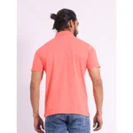 Generic Men's Casual Cotton Printed Polo Neck Half Sleeve T-Shirt (Pink) - Image 2