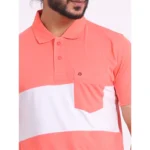 Generic Men's Casual Cotton Printed Polo Neck Half Sleeve T-Shirt (Pink) - Image 6