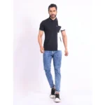 Generic Men's Casual Cotton Printed Polo Neck Half Sleeve T-Shirt (Black) - Image 7