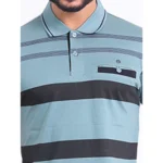 Generic Men's Casual Cotton Printed Polo Neck Half Sleeve T-Shirt (Green) - Image 6