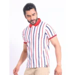 Generic Men's Casual Cotton Printed Polo Neck Half Sleeve T-Shirt (White) - Image 4