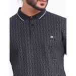 Generic Men's Casual Cotton Printed Polo Neck Half Sleeve T-Shirt (Black) - Image 6
