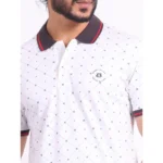 Generic Men's Casual Cotton Printed Polo Neck Half Sleeve T-Shirt (White) - Image 6