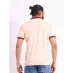 Generic Men's Casual Cotton Printed Polo Neck Half Sleeve T-Shirt (Peach) - Image 2