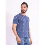 Generic Men's Casual Cotton Printed Round Neck Half Sleeve T-Shirt (Blue) - Image 4