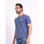 Generic Men's Casual Cotton Printed Round Neck Half Sleeve T-Shirt (Blue) - Image 3