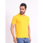 Generic Men's Casual Cotton Printed Round Neck Half Sleeve T-Shirt (Mustard) - Image 4