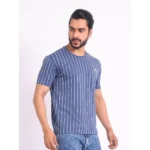 Generic Men's Casual Cotton Printed Round Neck Half Sleeve T-Shirt (Blue) - Image 4