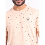 Men's Peach Printed T-shirt - Angle 6