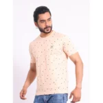 Men's Peach Printed T-shirt - Angle 4