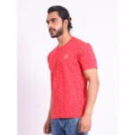 Generic Men's Casual Cotton Printed Round Neck Half Sleeve T-Shirt (Red) - Image 3