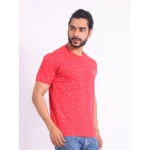 Generic Men's Casual Cotton Printed Round Neck Half Sleeve T-Shirt (Red) - Image 4