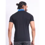 Generic Men's Casual Cotton Printed Polo Neck Half Sleeve T-Shirt (Black) - Image 2