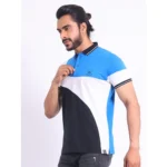 Generic Men's Casual Cotton Printed Polo Neck Half Sleeve T-Shirt (Blue) - Image 3