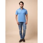Generic Men's Casual Cotton Printed Polo Neck Half Sleeve T-Shirt (Blue) - Image 7