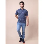 Generic Men's Casual Cotton Printed Polo Neck Half Sleeve T-Shirt (Blue) - Image 7