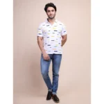 Generic Men's Casual Cotton Printed Polo Neck Half Sleeve T-Shirt (White) - Image 7
