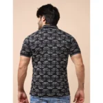 Generic Men's Casual Cotton Printed Polo Neck Half Sleeve T-Shirt (Black) - Image 2
