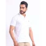 Generic Men's Casual Cotton Printed Polo Neck Half Sleeve T-Shirt (White) - Image 3