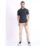 Generic Men's Casual Cotton Printed Polo Neck Half Sleeve T-Shirt (Black) - Image 7